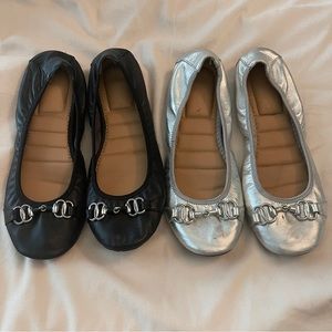 Me Too Olympia Ballet Flats - Set of 2 Black and Metallic Silver